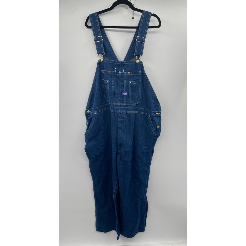 Big Smith Bib Overalls Mens 46x28 Blue Denim Adjustable Suspenders Workwear NWT